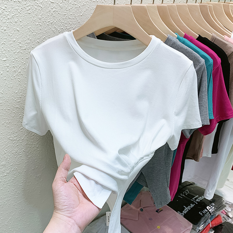 Pure cotton summer tops all-match T-shirt for women