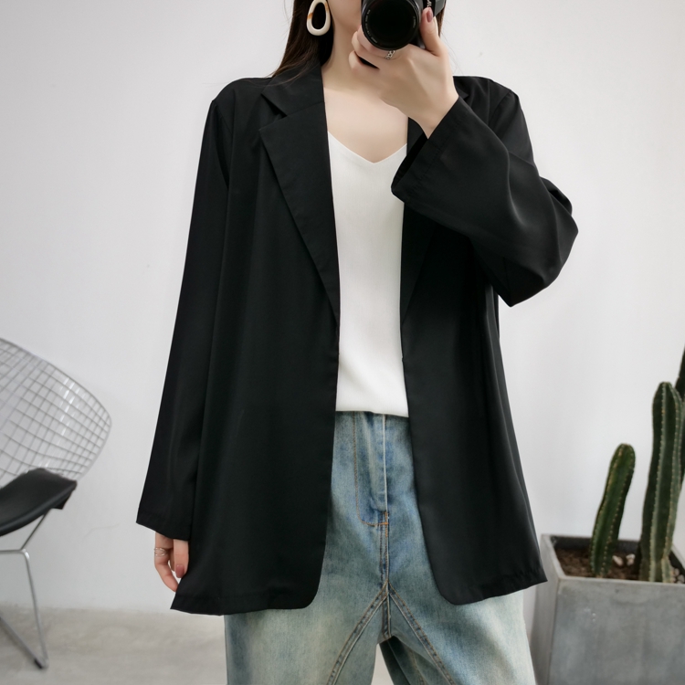 Black large yard cardigan loose Casual coat for women