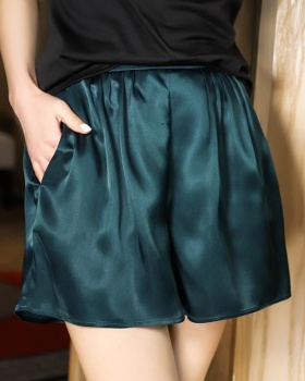 Elastic waist wide leg pants pocket shorts for women