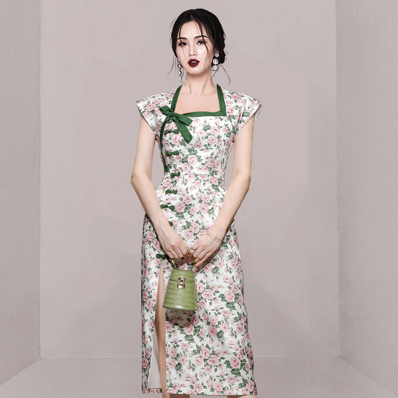 Slim temperament cheongsam pinched waist dress for women