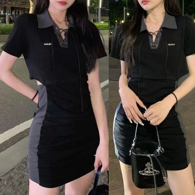 Sexy slim Korean style dress short sleeve summer shirt