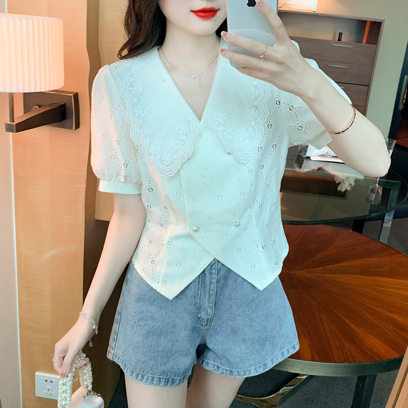 Lace all-match small shirt summer shirts for women