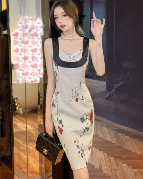 Retro wrapped chest temperament sling dress for women
