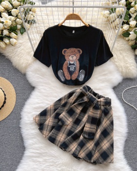 Sweet summer T-shirt cubs tops 2pcs set for women