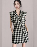 Plaid summer business suit temperament Korean style dress