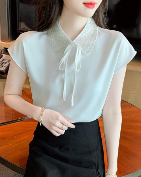 Summer short sleeve shirt silk tops for women