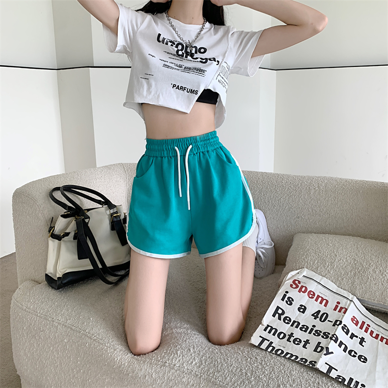 Short sports wide leg loose Casual mixed colors shorts