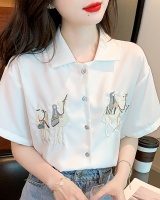 Unique short sleeve shirt retro tops for women