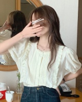 Korean style short sleeve embroidered flowers shirt