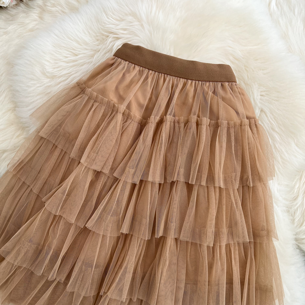 Gauze elastic all-match short skirt Western style cake skirt