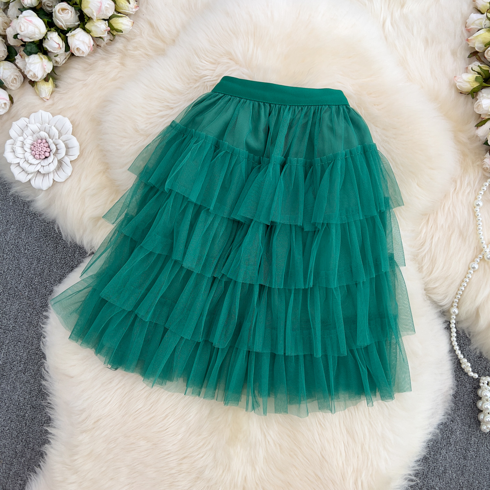 Gauze elastic all-match short skirt Western style cake skirt