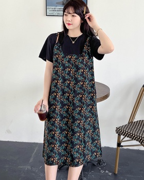 Large yard long loose summer Pseudo-two dress for women