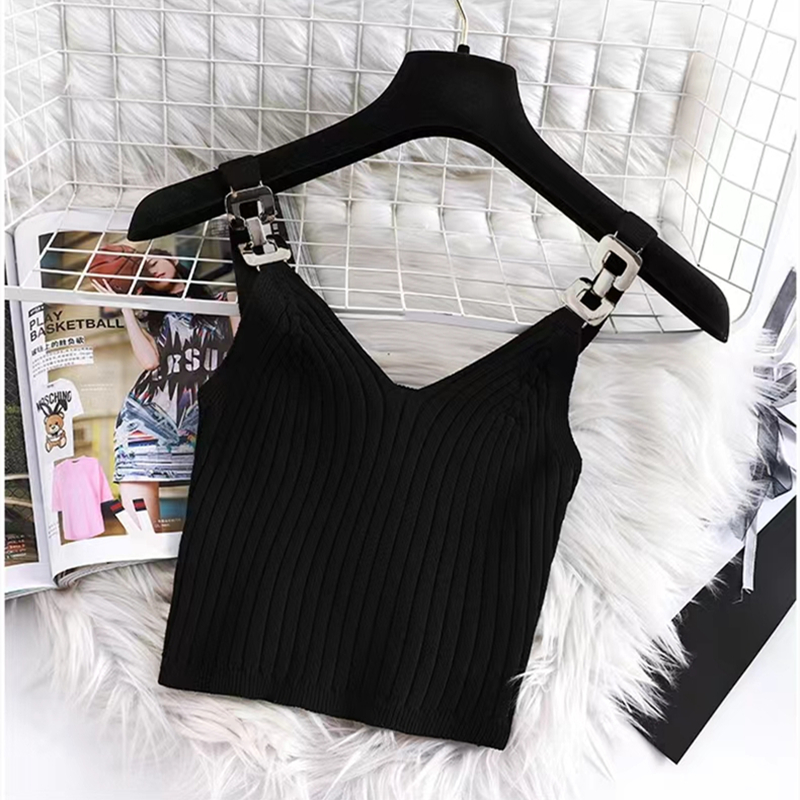 Wears outside sexy short tops knitted summer vest for women