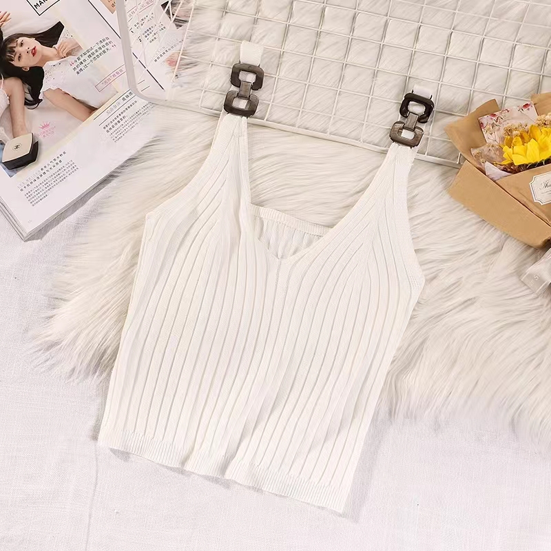 Wears outside sexy short tops knitted summer vest for women