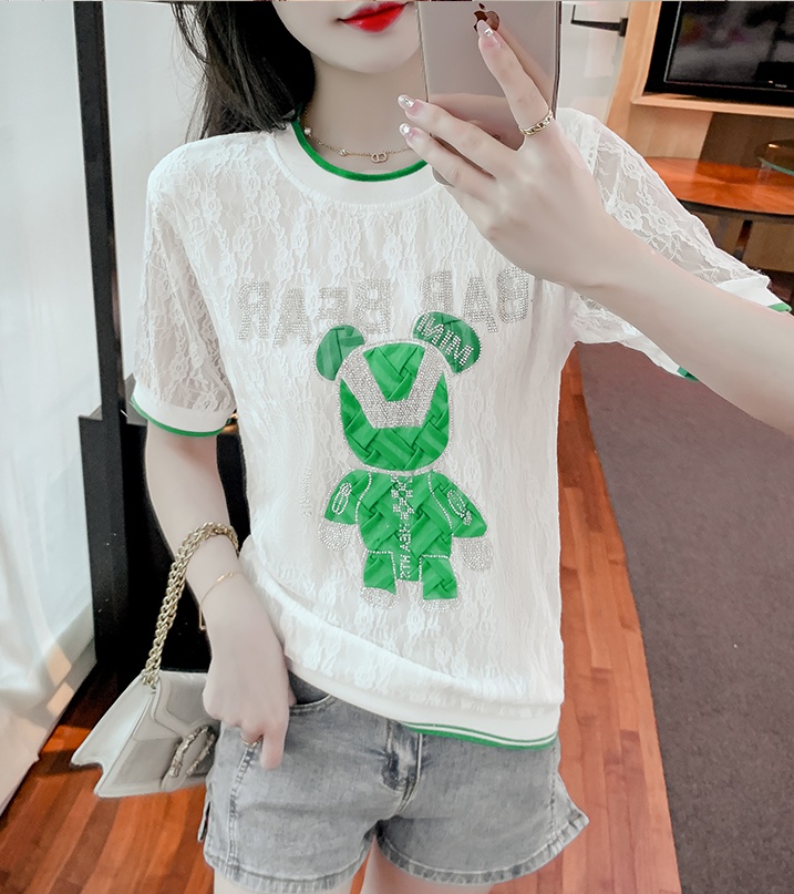 Bottoming lace slim short sleeve summer tops for women