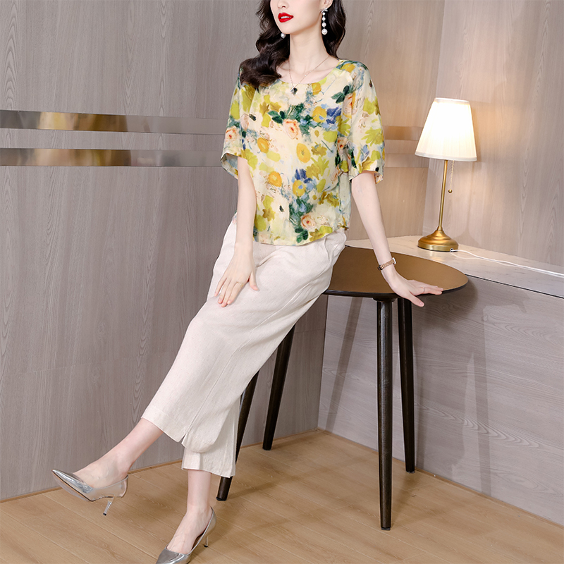 Summer shirt casual pants 2pcs set for women