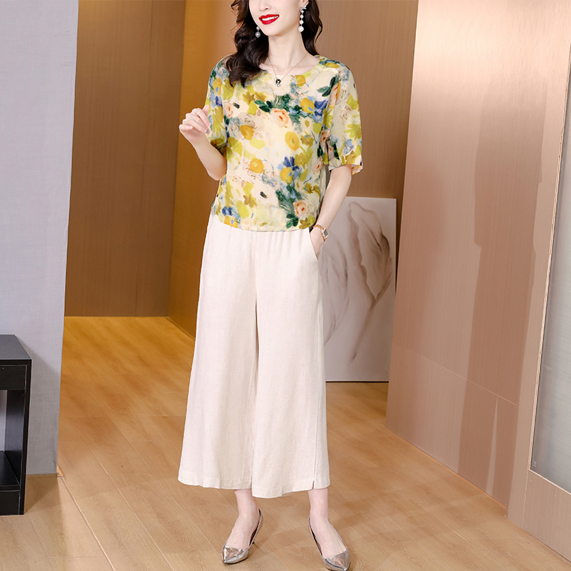 Summer shirt casual pants 2pcs set for women