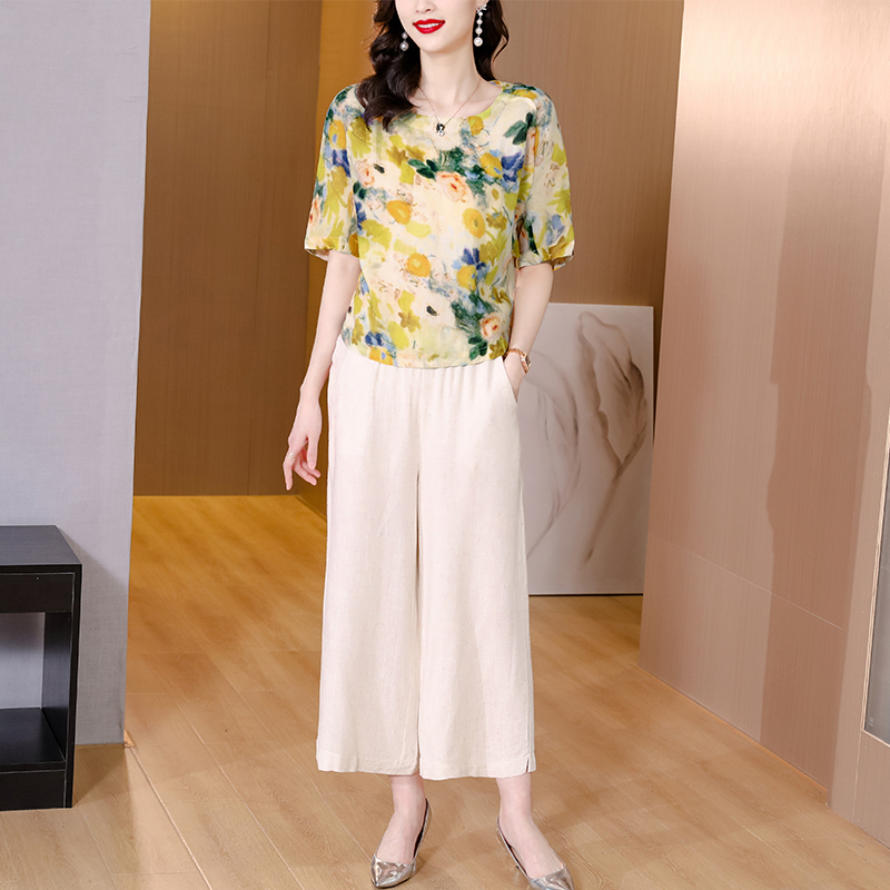 Summer shirt casual pants 2pcs set for women