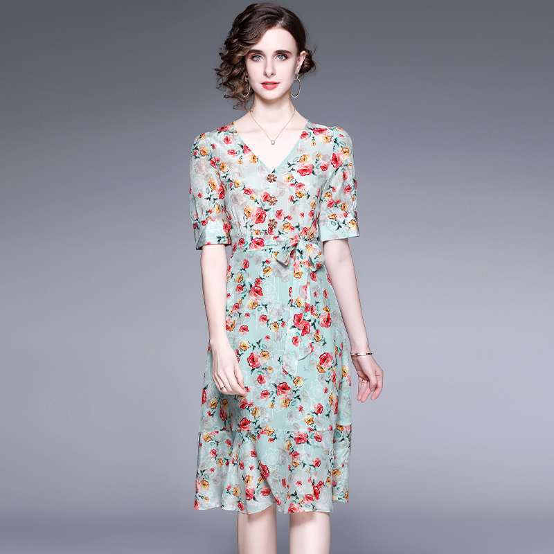 Summer France style frenum short sleeve temperament slim dress