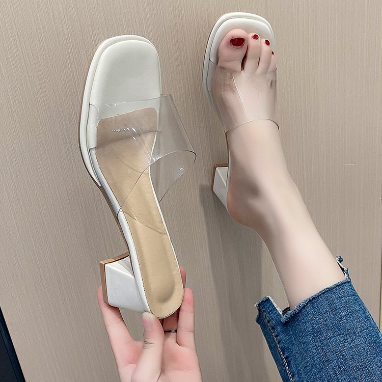 Square head fish mouth slippers fashion shoes for women