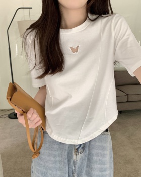 Korean style hollow T-shirt all-match tops for women
