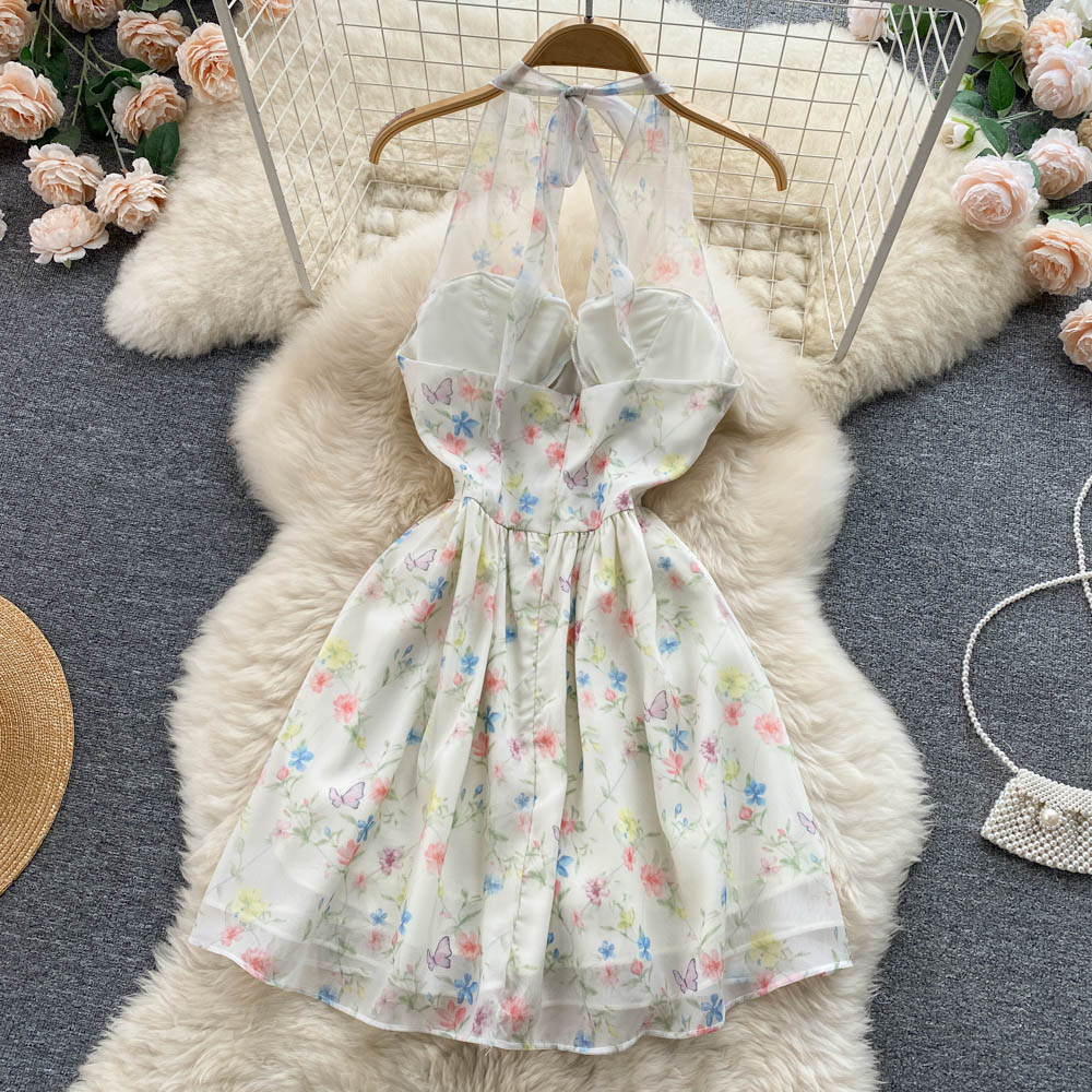 Summer slim sexy vacation floral dress for women