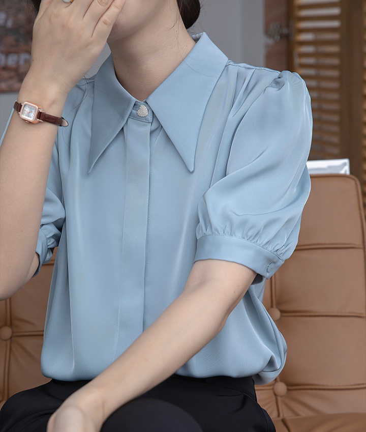 Thin chiffon shirt summer puff sleeve tops for women