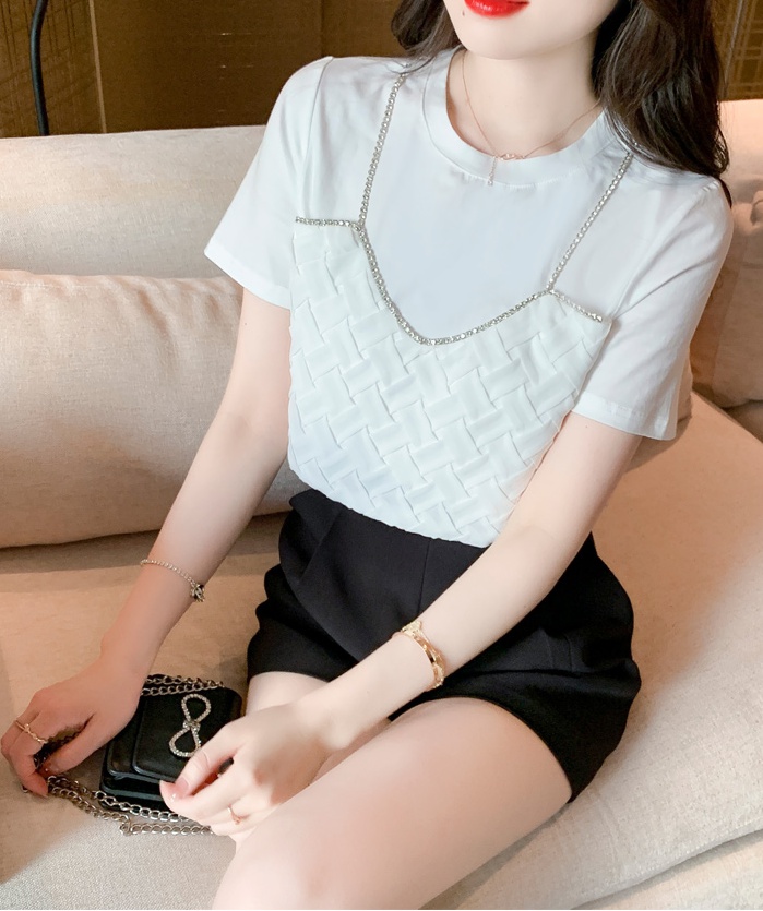 Stereoscopic pure cotton T-shirt short sleeve tops for women