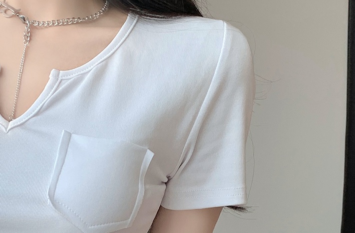 V-neck summer bottoming shirt unique tops for women