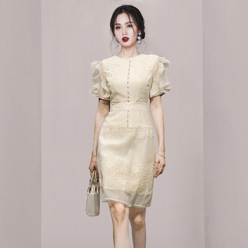 Lace splice fashion temperament summer elegant dress