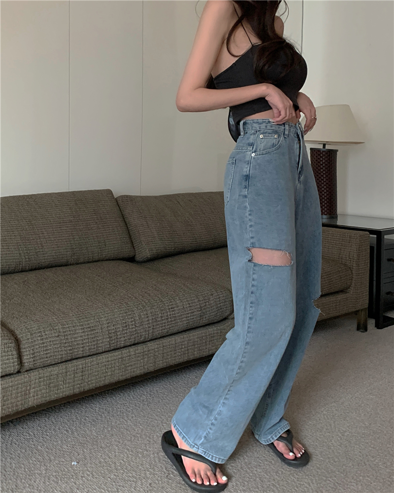 Summer loose drape straight pants slim jeans for women
