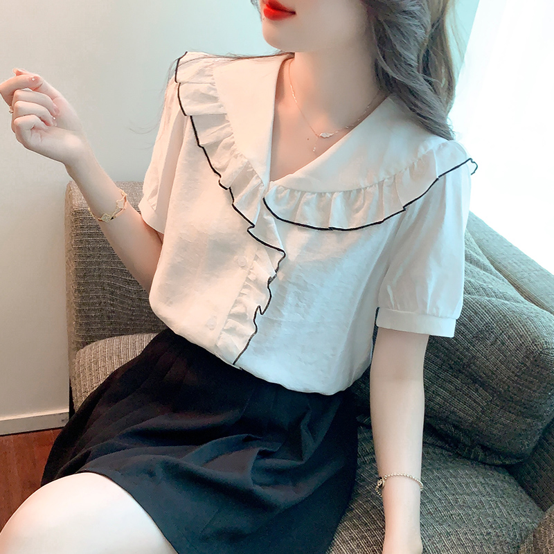 Short sleeve Korean style shirt summer all-match tops for women