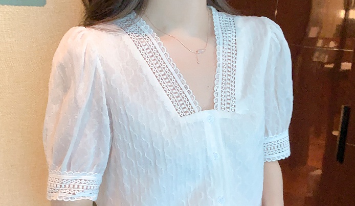 All-match summer small shirt splice V-neck tops for women