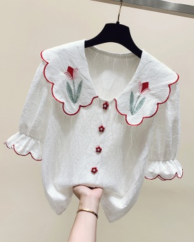 Colors summer tops short sleeve embroidery shirt