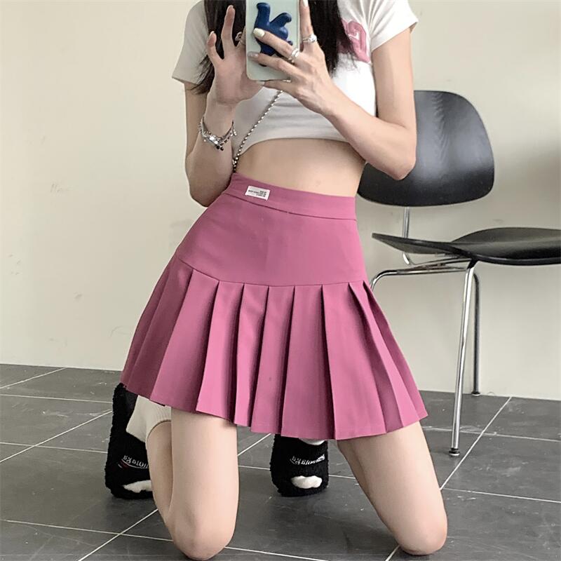 Slim high waist retro pleated spicegirl skirt for women