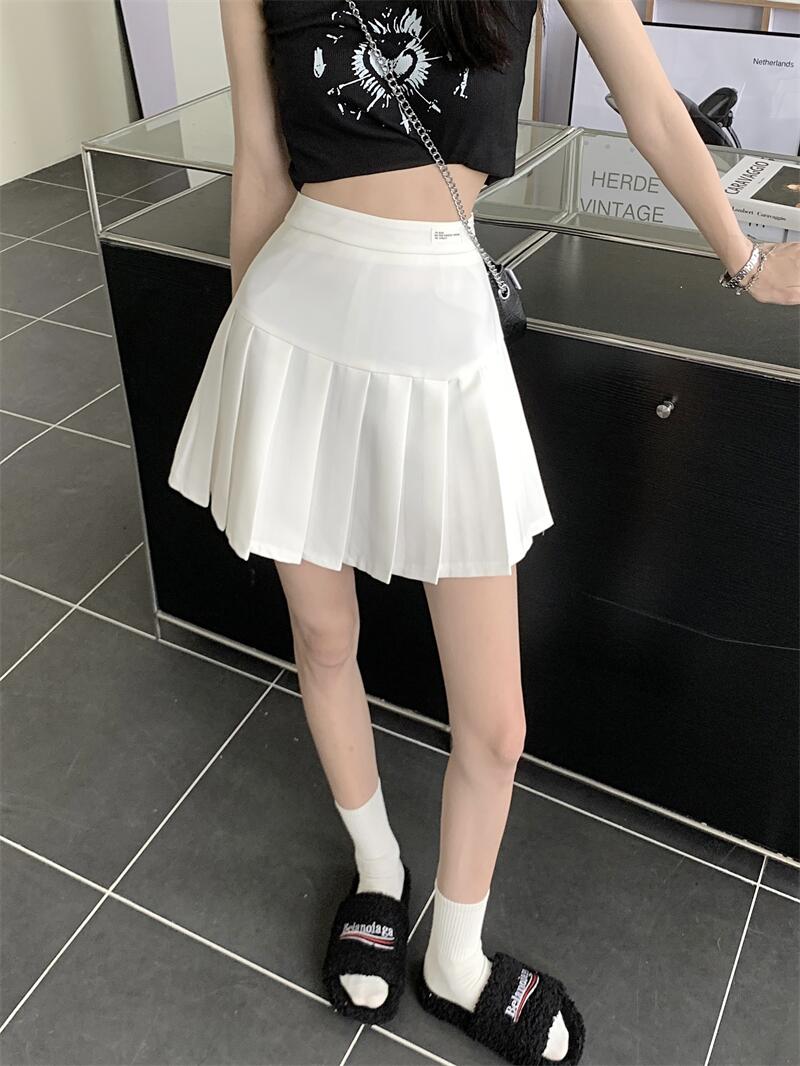 Slim high waist retro pleated spicegirl skirt for women