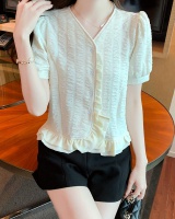 Simple Western style shirt wood ear all-match tops for women