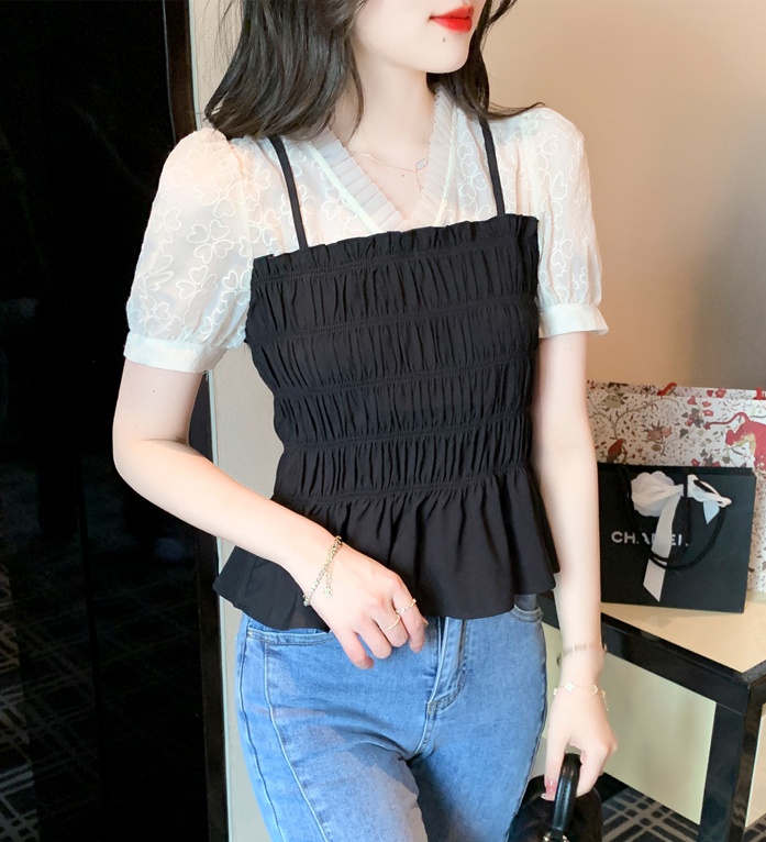 Fashion Western style shirt pinched waist tops for women