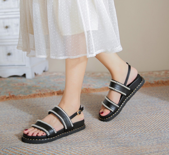 Large yard summer thick crust sandals pearl round slippers