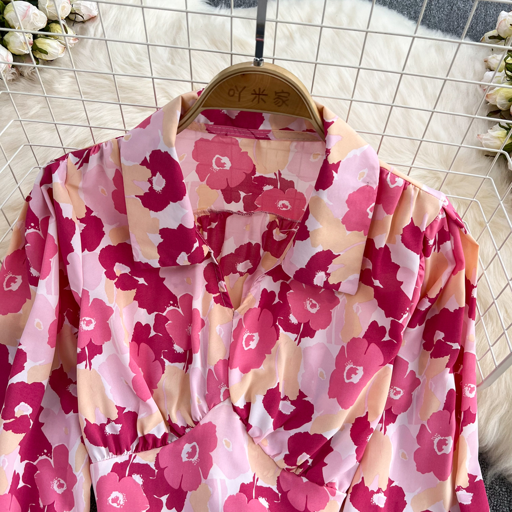 Floral Korean style shirt short tops for women
