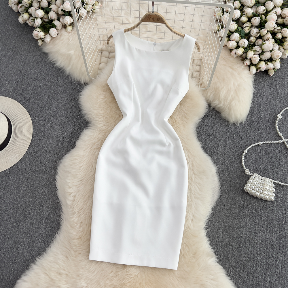 White sleeveless dress ladies dress for women
