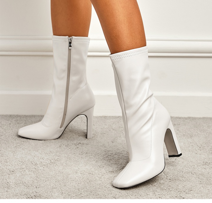 High-heeled short boots side zipper martin boots
