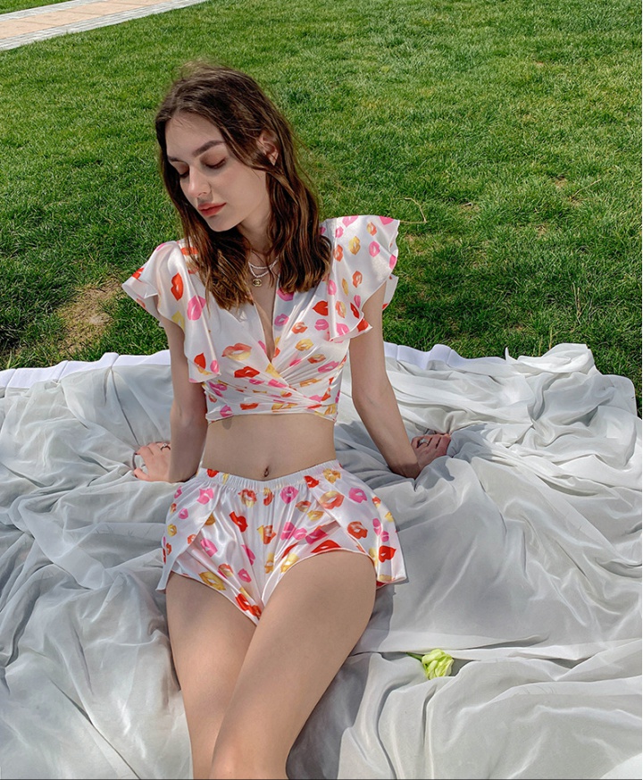 Splice silk pajamas summer fashion shorts for women