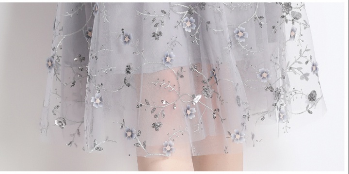 Knitted gauze embroidery floral dress