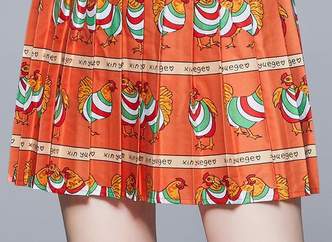 Shirt collar short skirt printing tops 2pcs set