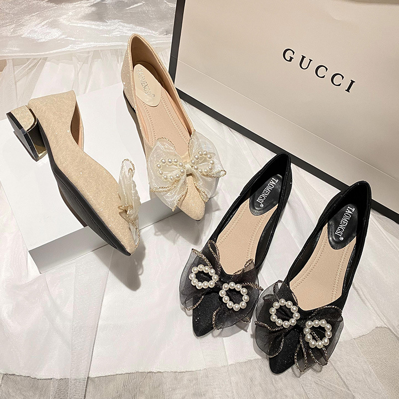 Flowers Casual bow pointed shoes for women