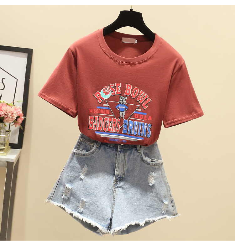 Casual round neck T-shirt summer printing tops