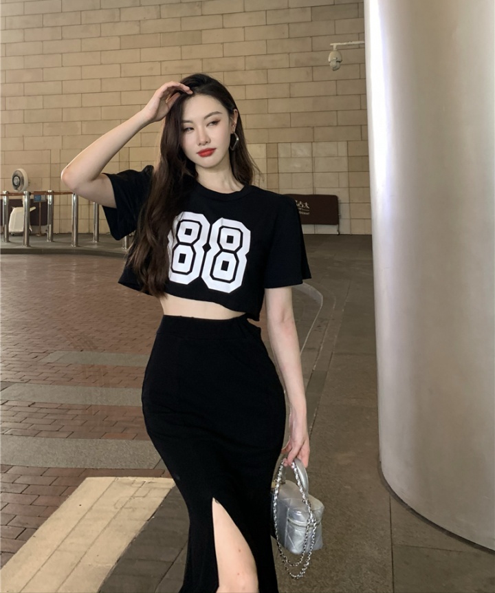 Korean style T-shirt mermaid skirt 2pcs set