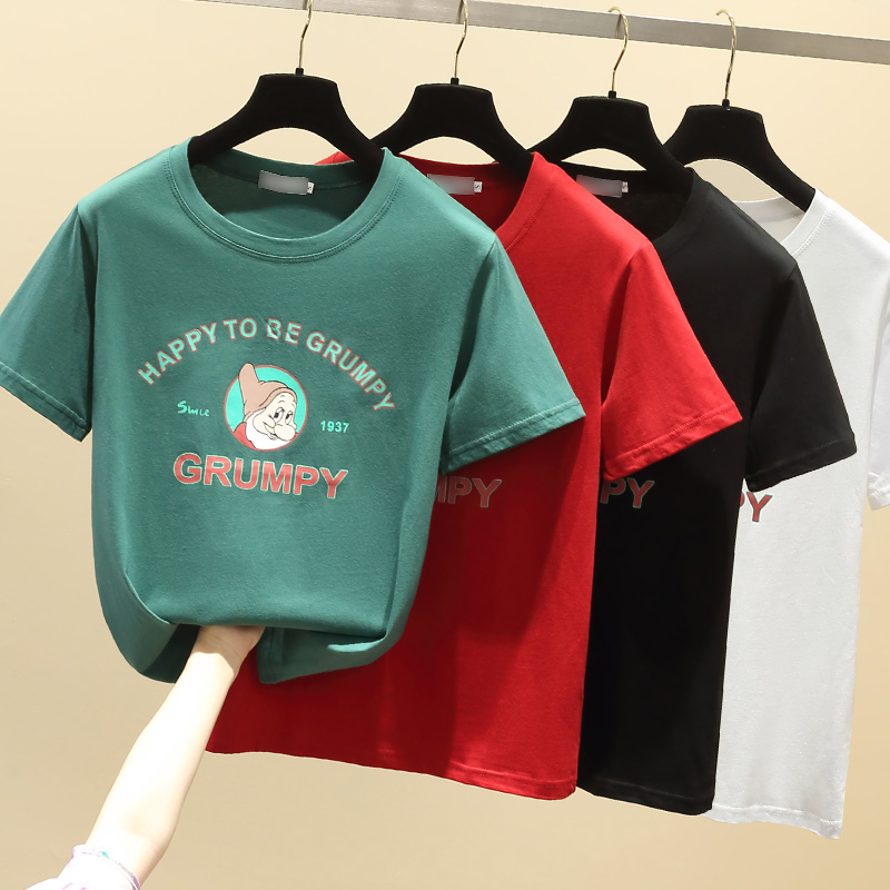 Printing Korean style tops loose short sleeve T-shirt
