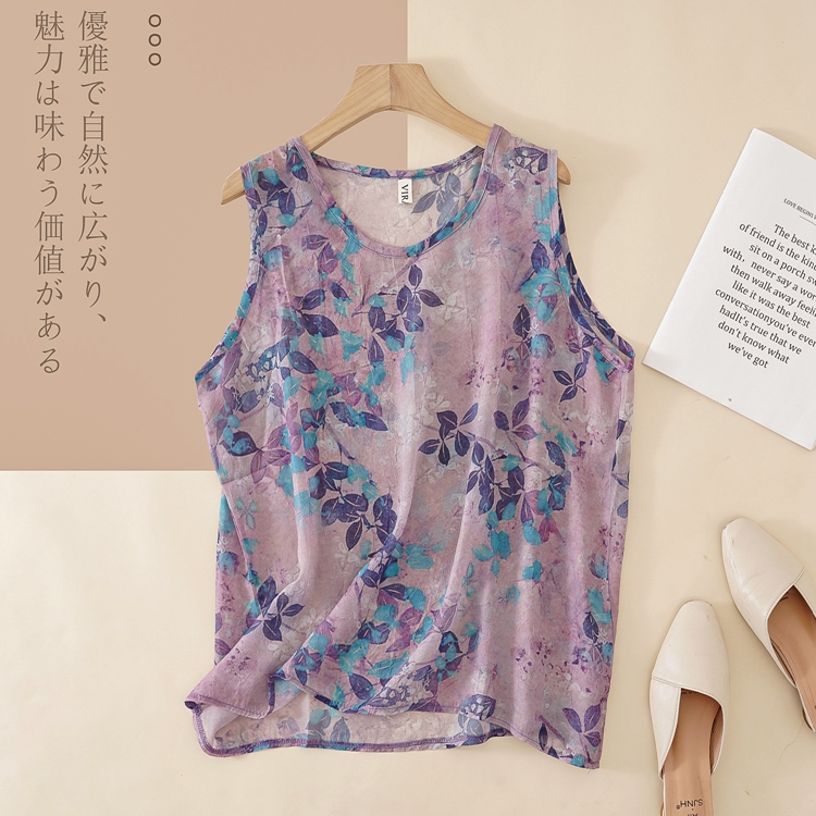 Imitation silk all-match large yard T-shirt Casual colors vest